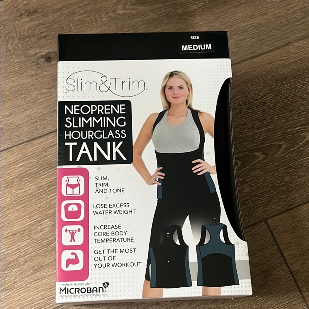 NIB! Slim & Trim Black and Teal Green Neoprene Slimming Tank